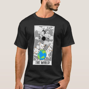 Camiseta O Cartão de Tarô Mundial Engraçado Tarô De Gato Um