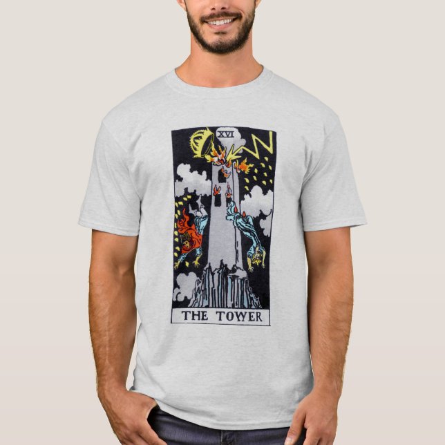 Camiseta O cartão de Tarot da torre (Frente)