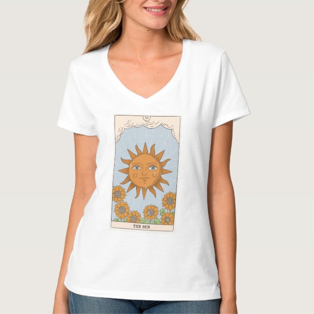 Camiseta O cartão de tarot Sun Major Arcana moderno  (Frente)
