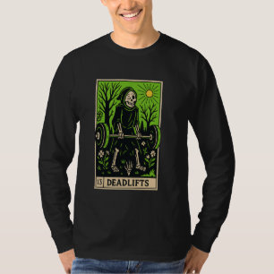 Camiseta O cartão tarô do esqueleto engraçado do levantador