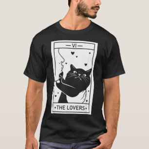 Camiseta O Cartão Tarot Humor do Gato dos Amantes Halloween
