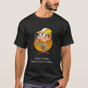 Camiseta O Cartoon De Um Trabalhador De Construção Engra