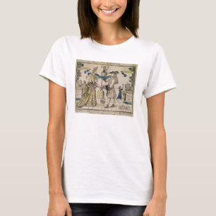 Camiseta O Casamento Feliz (corte de madeira de cor estênci