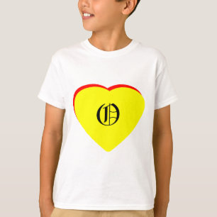 Camiseta "O" Casamento Vermelho Amarelo Coração Convite O M