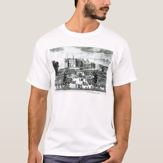 Camiseta O castelo de Chantilly e os jardins projetados (Frente)