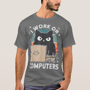 Camiseta O Cat I do Computador Grumpy Trabalha Em Computado