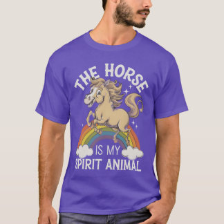 Camiseta O Cavalo É Meu Espírito Animal Arco-Íris Engraçado