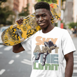 Camiseta O céu não é o limite da tipografia colorida de vin