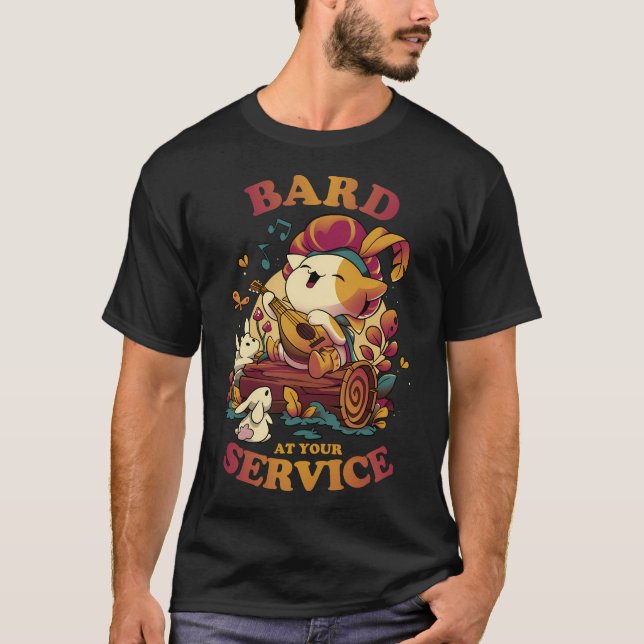 Camiseta O Chamado do Bardo - Gamer de Gato Fofo (Frente)