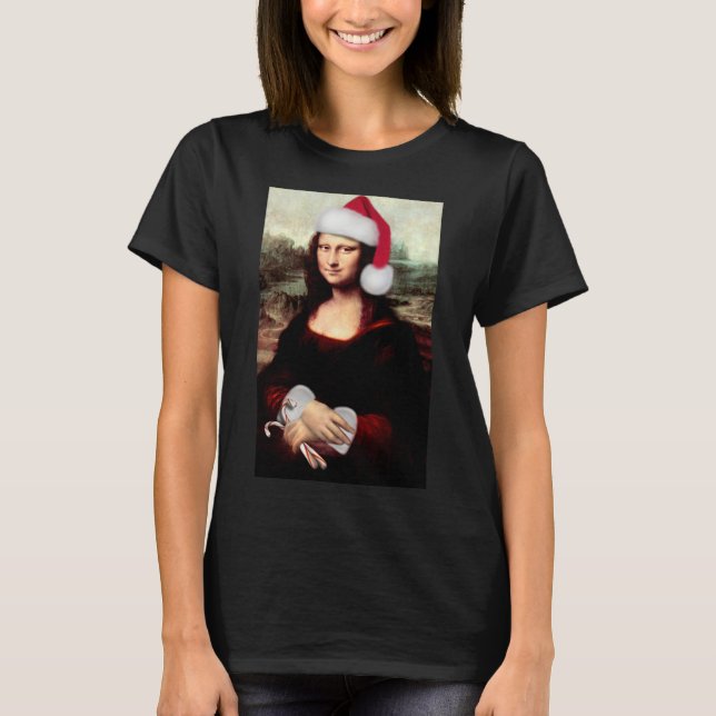 Camiseta O Chapéu Natal de Mona Lisa (Frente)