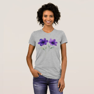 Camiseta O charme das flores roxas