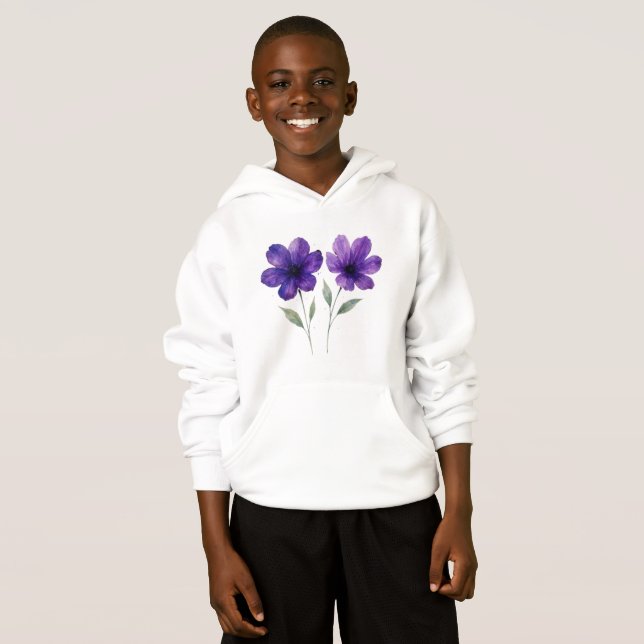 Camiseta O charme das flores roxas (Frente Completa)