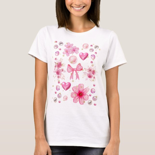 Camiseta O charme do rosa (Frente)