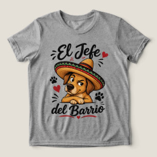 Camiseta O Chefe do Bairro Cachorro Engraçado de Sombrero