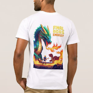 Camiseta O chefe do dragão de Pixel a respirar fogo em um h