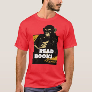 Camiseta O chimpanzé está lendo livros