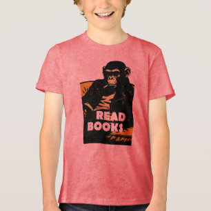 Camiseta O chimpanzé está lendo livros