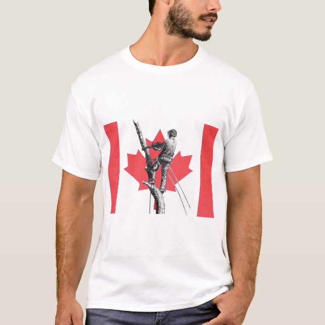 Camiseta O cirurgião arborista canadense Chainsaw. (Frente)