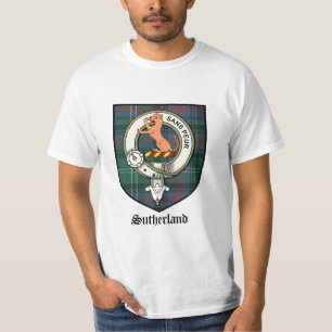 Camiseta O clã de Sutherland Crest o Tartan do crachá