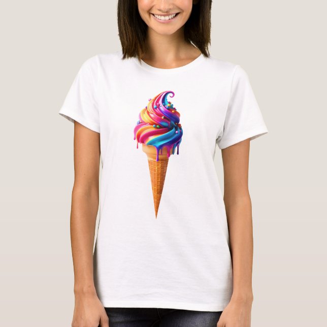 Camiseta O clássico vibrante cone de sorvete da SlipperyJoe (Frente)