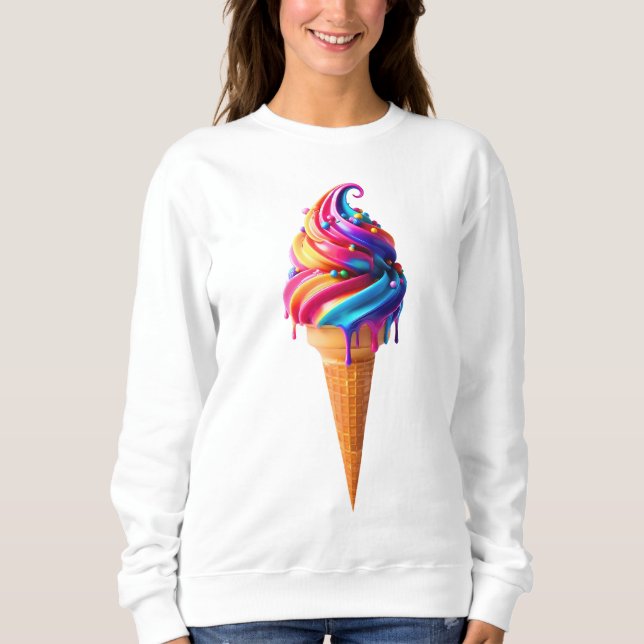 Camiseta O clássico vibrante cone de sorvete da SlipperyJoe (Frente)