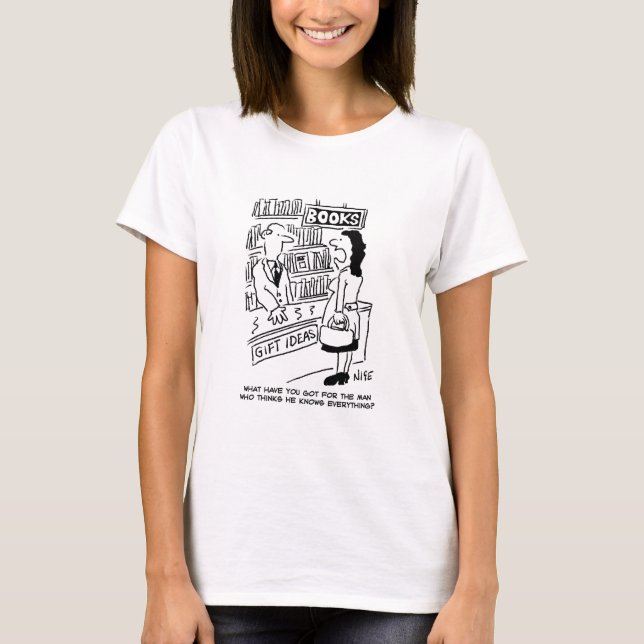 Camiseta O cliente pergunta ao livreiro uma pergunta. Livre (Frente)