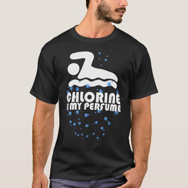 Camiseta O cloro é o meu perfume com o nadador de bolhas (Frente)