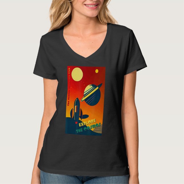 Camiseta O Clube de Exploradores Cósmicos Explora O Cosmos  (Frente)