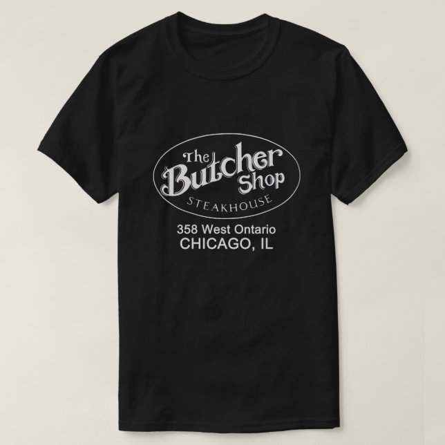 Camiseta O Compro Butcher Steakhouse, Chicago, IL (Frente do Design)