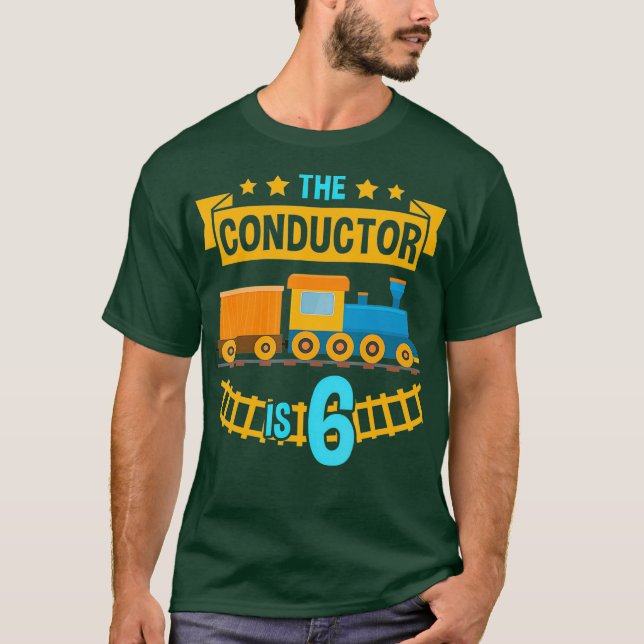 Camiseta O Condutor é a estrada de ferro de trem de anivers (Frente)