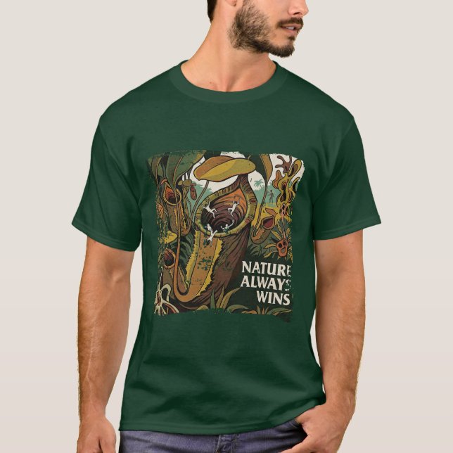 Camiseta O Consumo Botânico: "A Natureza Sempre Vence"  (Frente)