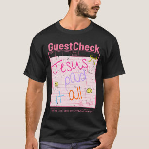 Camiseta O Convidado Cheque Jesus Pagou Tudo Engraçado Chri