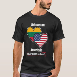 Camiseta O Coração Americano Lituano Flags O Que Não É Amar