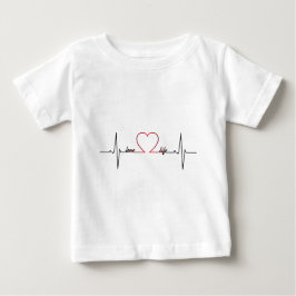 Camiseta O coração batia amor vida inspiradora citação bebê