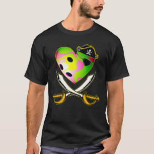 Camiseta O Coração Da Boliche Pirata Vintage Com O Crânio Q