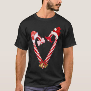 Camiseta O coração do cané de natal para homens mulheres do