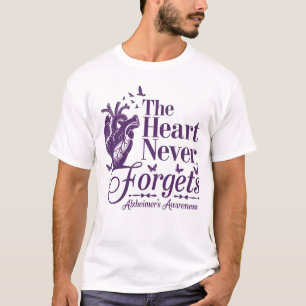 Camiseta O coração nunca esquece a consciência de Alzheimer