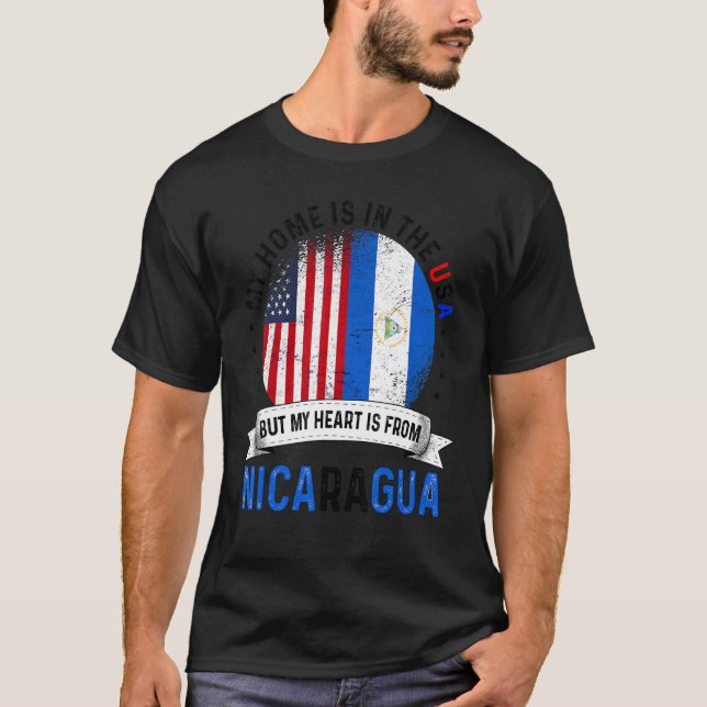 Camiseta O Coração Patriótico Americano Nicarágua É Da Nica (Frente)