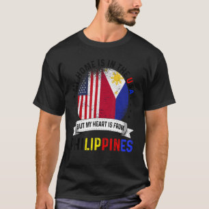 Camiseta O Coração Patriótico Filipino Americano É Das Fili