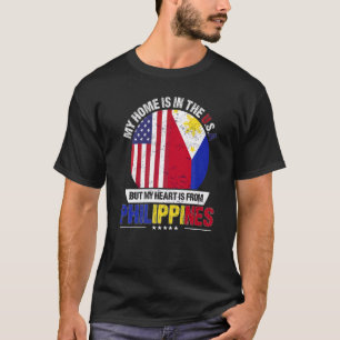 Camiseta O Coração Patriótico Filipino Americano É Das Fili
