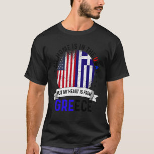Camiseta O Coração Patriótico Grego-Americano É Da Bandeira