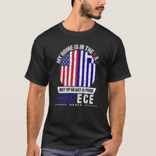Camiseta O Coração Patriótico Grego-Americano É Proveniente