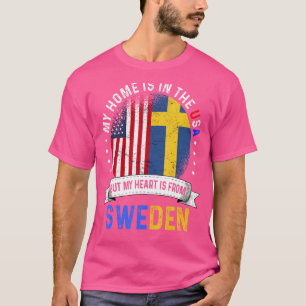 Camiseta O Coração Patriótico Sueco-Americano É Da Bandeira