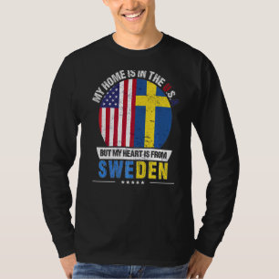 Camiseta O Coração Patriótico Sueco-Americano É De Crescent