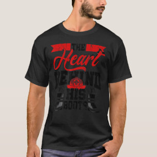 Camiseta O Coração Por Trás De Sua Esposa Bombeiro Fogo