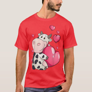 Camiseta O Coração Vaca Adorava-O Fazenda O Agricultor Anim