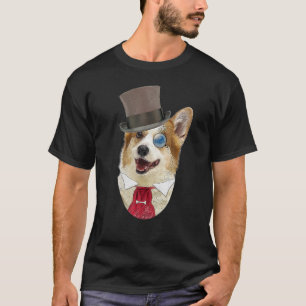 Camiseta O Corgi Cavalheiro Com Cartola e Monóculo