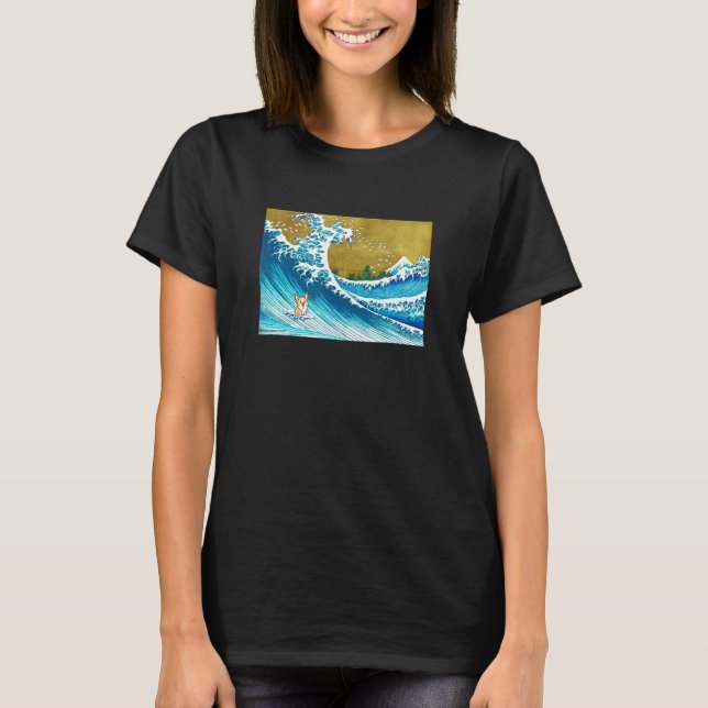 Camiseta O Corgi da Onda de Surf (Frente)