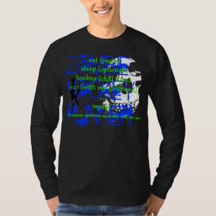 Camiseta O CORREDOR do HÓQUEI do ZOMBI… come, dorme, hó