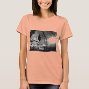 Camiseta O corvo - nunca mais raios de sol & árvore B&W